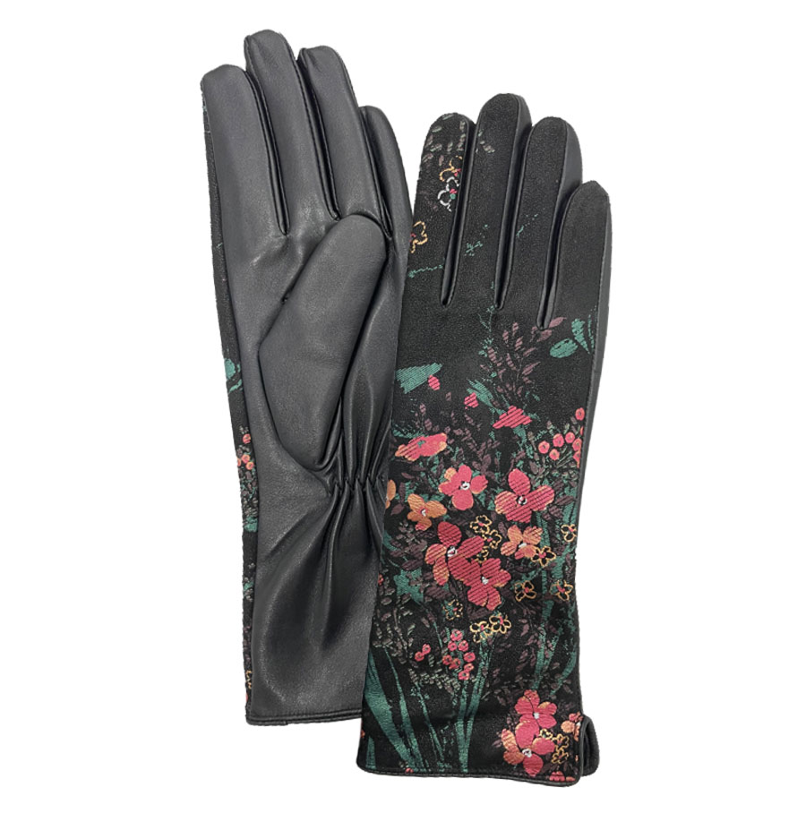 Fiorella floral printed leather gloves