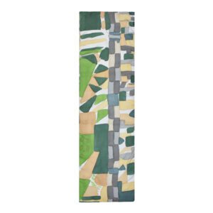 Abstract green, beige, and gray scarf.