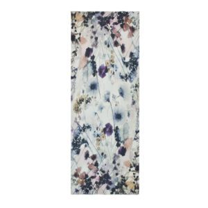 Watercolor floral scarf, muted tones.