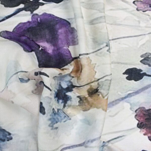 Cream fabric with watercolor floral print.