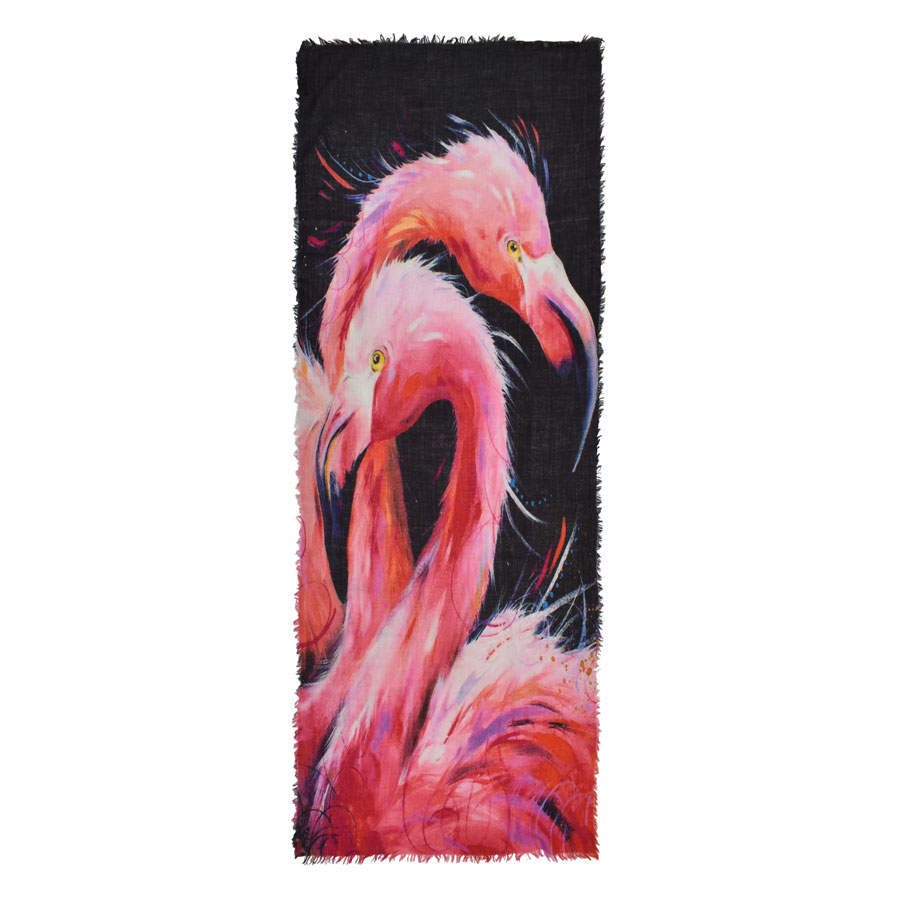 Flamingo digital print wool scarf