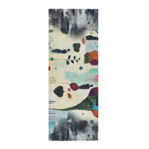 Abstract floral scarf, colorful design.