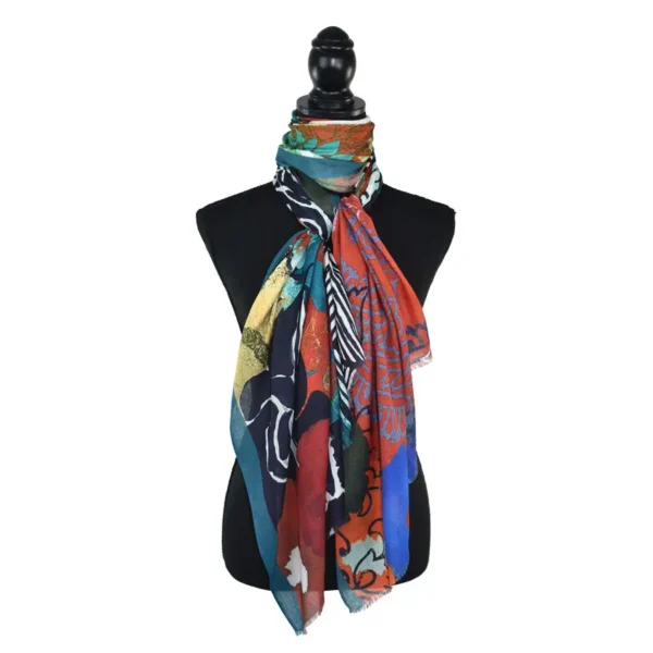 Colorful abstract printed scarf.