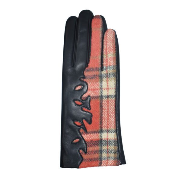 Ryhan Cut Out Leather/Plaid Gloves - Image 2