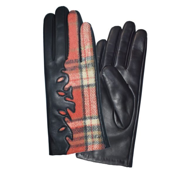 Ryhan Cut Out Leather/Plaid Gloves - Image 3