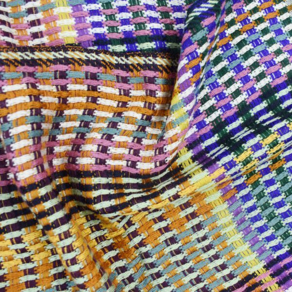 Colorful woven fabric texture detail.