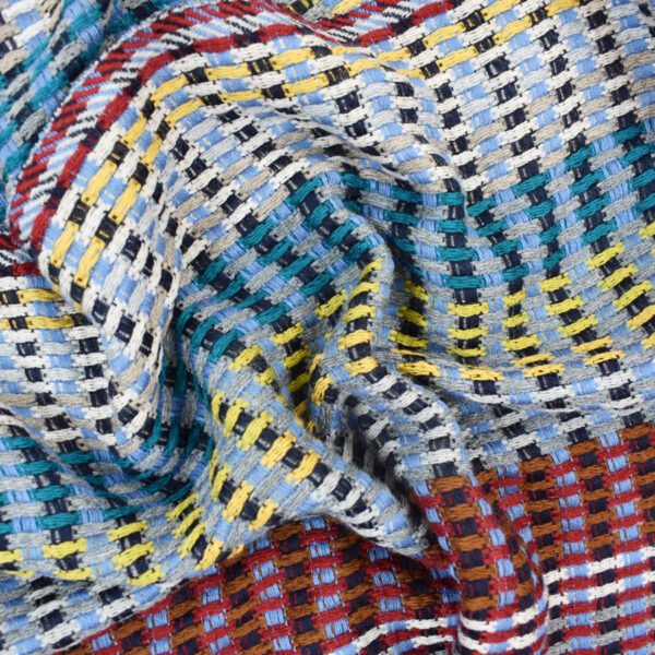 Colorful woven fabric texture detail.