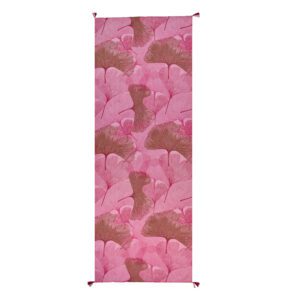 Pink ginkgo leaf patterned table runner.