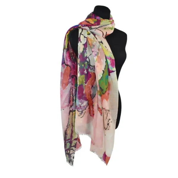 Abstract floral print shawl.