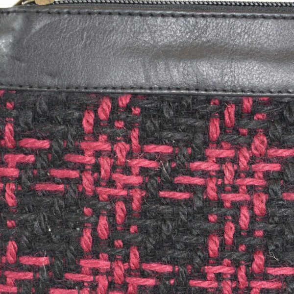 Red and black tweed zipper pouch.