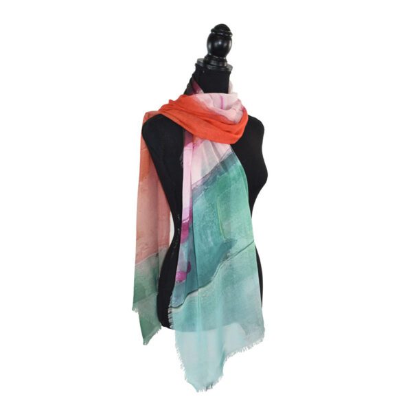 Elodia Watercolor Color Block Scarf - Image 2