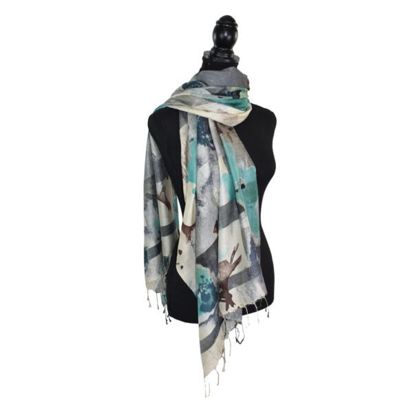 Yelena Handwoven Floral Silk Scarf - Image 7