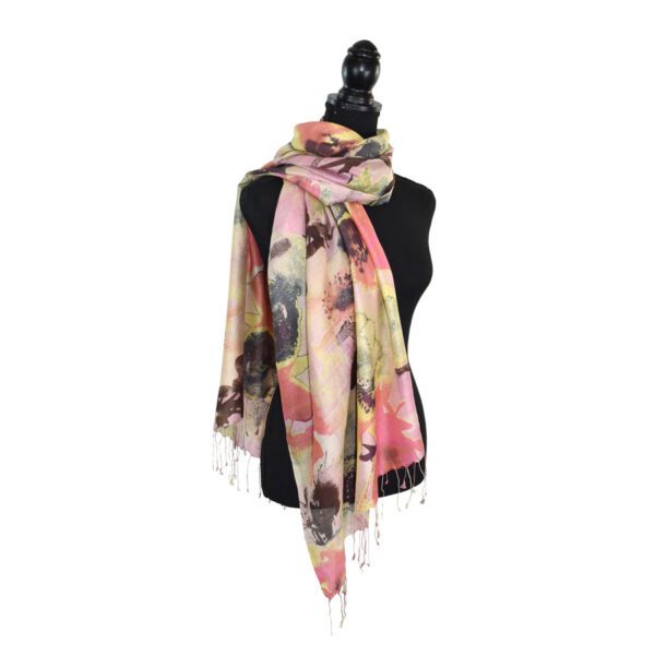 Yelena Handwoven Floral Silk Scarf - Image 4