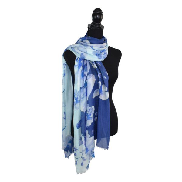 Jennifer Two-Tone Floral Shawl Scarf - Image 7