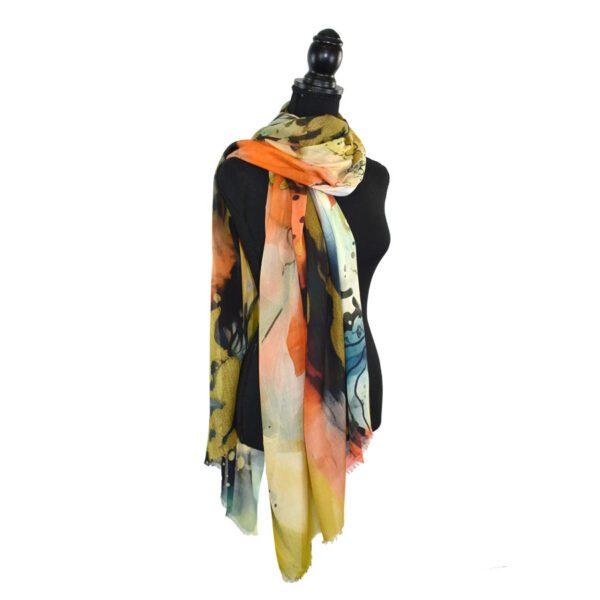 Quincy Abstract Watercolor Scarf - Image 3