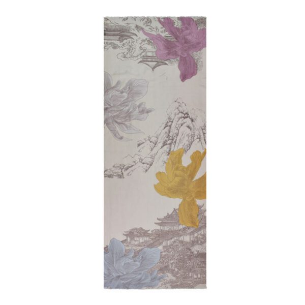 Amira Floral Pagoda Wool Scarf - Image 7