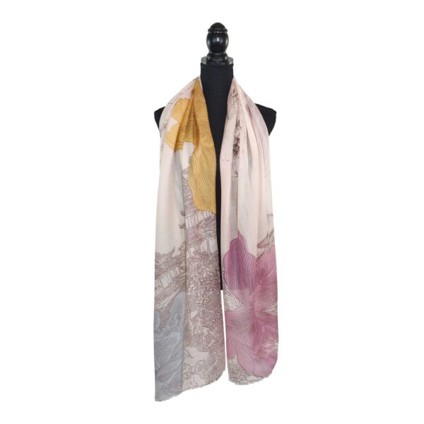 Amira Floral Pagoda Wool Scarf - Image 9