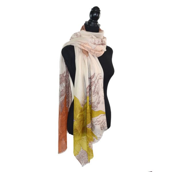 Amira Floral Pagoda Wool Scarf - Image 3