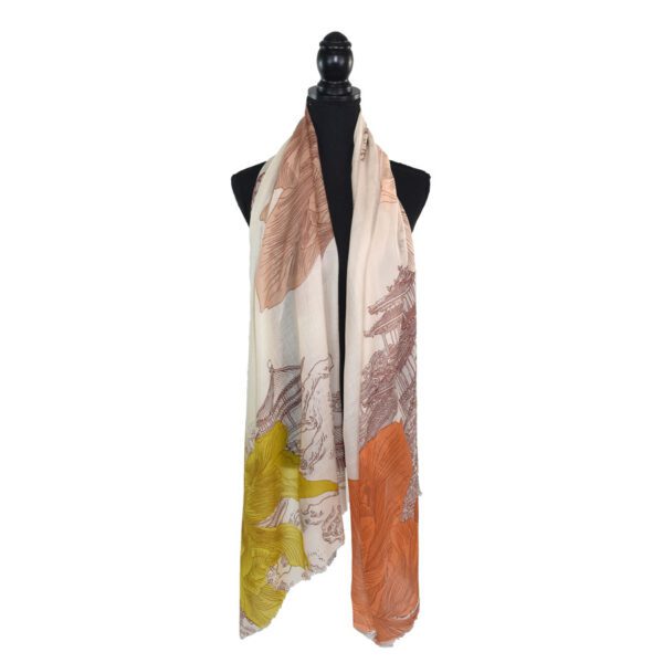 Amira Floral Pagoda Wool Scarf - Image 4