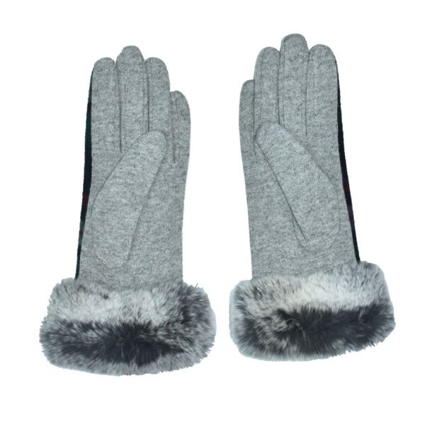 Lucetta Fur Cuff Plaid Gloves - Image 7