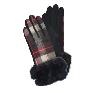 Lucetta Fur Cuff Plaid Gloves
